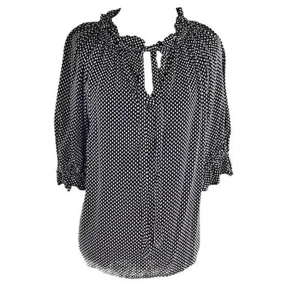 Who What Wear Ruffled Black & White Blouse Top - Picture 1 of 6